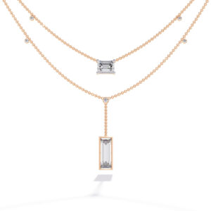 Emerald Baguette Dual-Drop Necklace